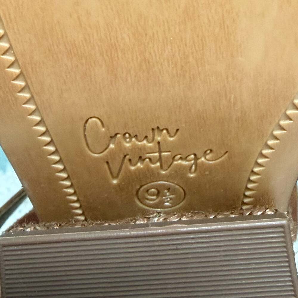 Crown Vintage Elese Leather Ankle Strap Wedge Sandals Size 9.5 M Summer Beach - Picture 8 of 9